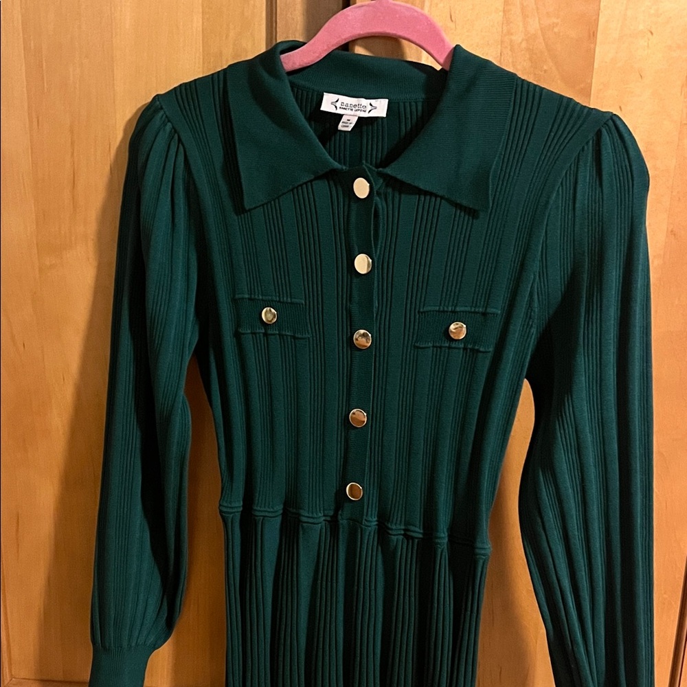 Nanette Lepore Green Button-Up Dress